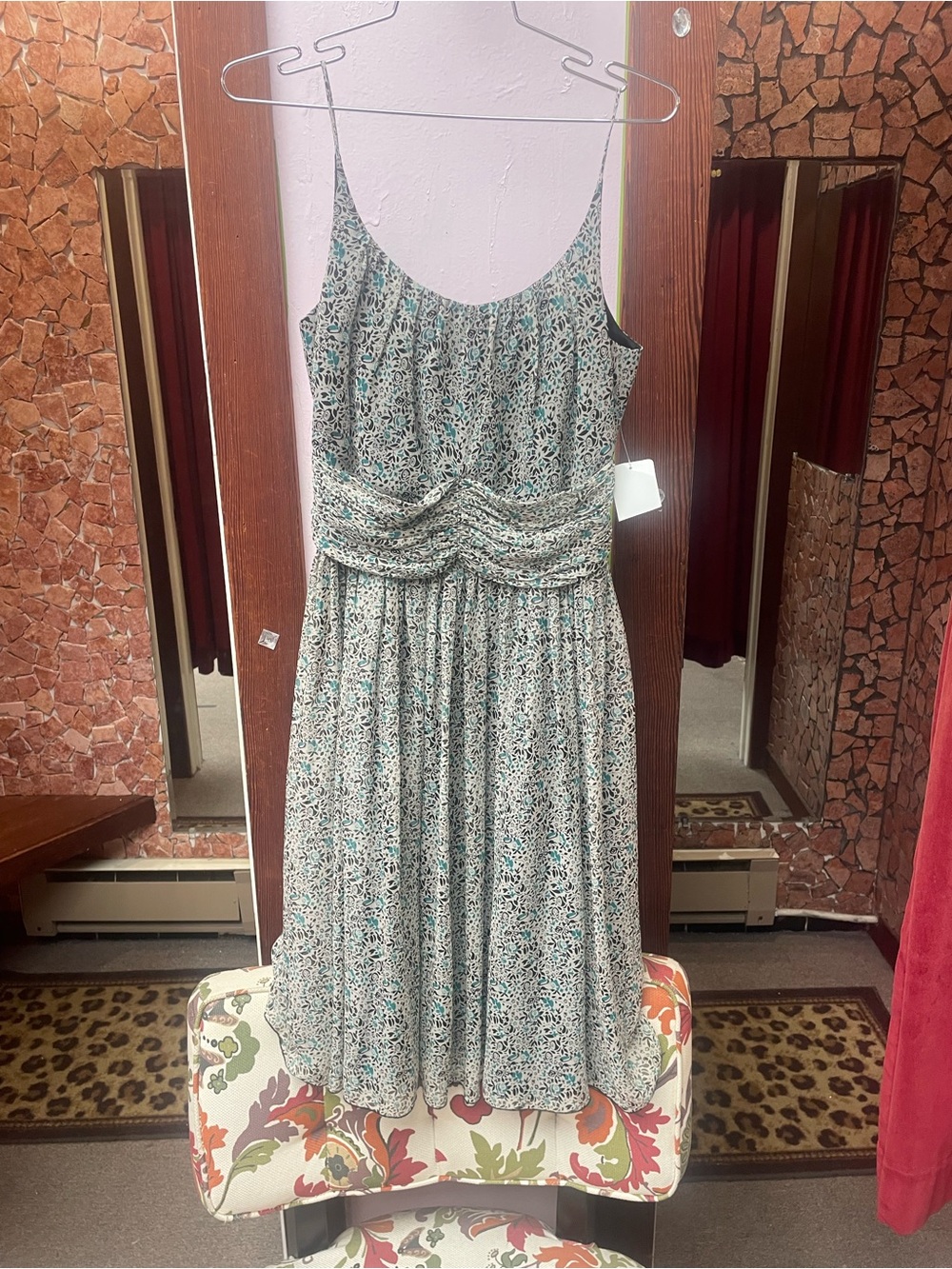 Anna Sui Mint and Cream Floral Midi Dress